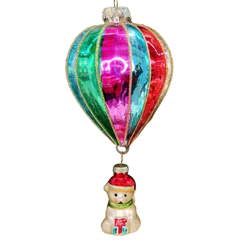 Wizardi Christmas Glass Ornament - Balloon with Polar Bear
