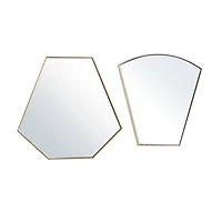 CosmoLiving by Cosmopolitan Set of 2 Gold Metal Contemporary Wall Mirror, 18", 19"