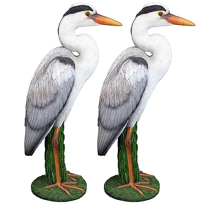 Design Toscano 18" Gray Heron Coastal Bird Statue, 2ct.