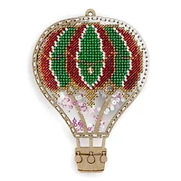 Wonderland Crafts Red & Green Hot Air Balloon Christmas Ornament Bead Embroidery Kit