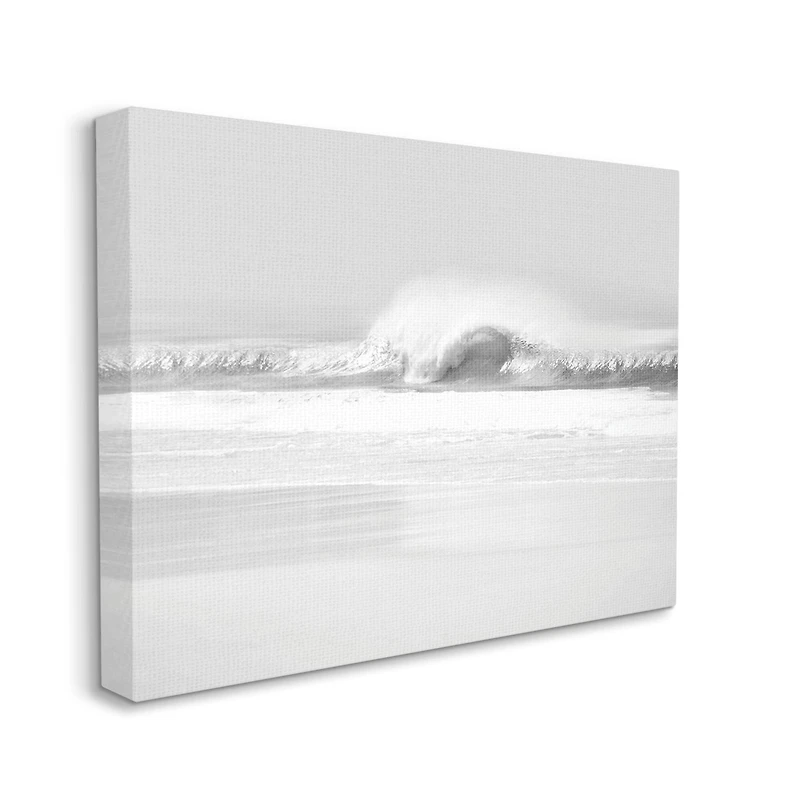 Stupell Industries Waves Crashing onto Beach Black and White Canvas Wall Art