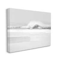 Stupell Industries Waves Crashing onto Beach Black and White Canvas Wall Art