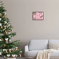 Stupell Industries Bold Pink Holly Jolly Phrase Framed Giclee Art