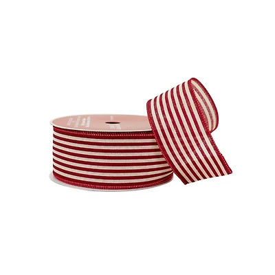 2.5" x 80ft. Red Ticking Wired Jumbo Ribbon by Celebrate It®