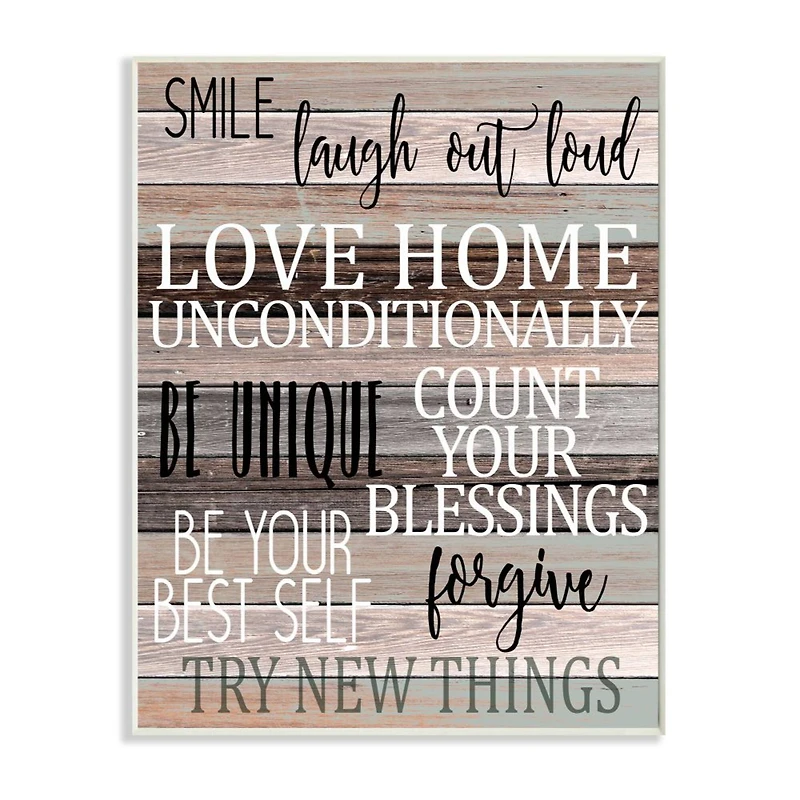 Stupell Industries Inspirational Be You Phrases on Wood Grain Brown Black Text Wall Plaque