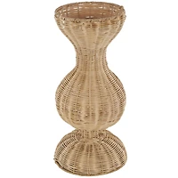 16.25" Brown Rattan Hourglass Vase with Dome Base