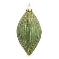 6ct. Green & Gold Stripes Glass Ornament Set