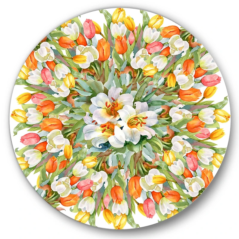 Designart - Blooming White and Orange Tulips II