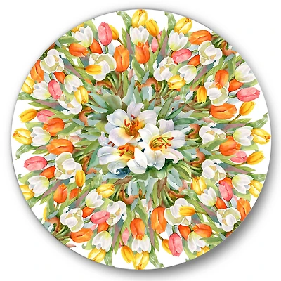 Designart - Blooming White and Orange Tulips II