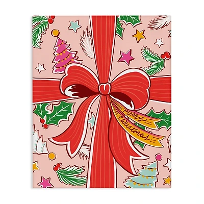 Stupell Industries Christmas Bow and Trees Canvas Wall Art