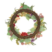 30" Harvest Serenity Mixed Flower & Pumpkin Wreath