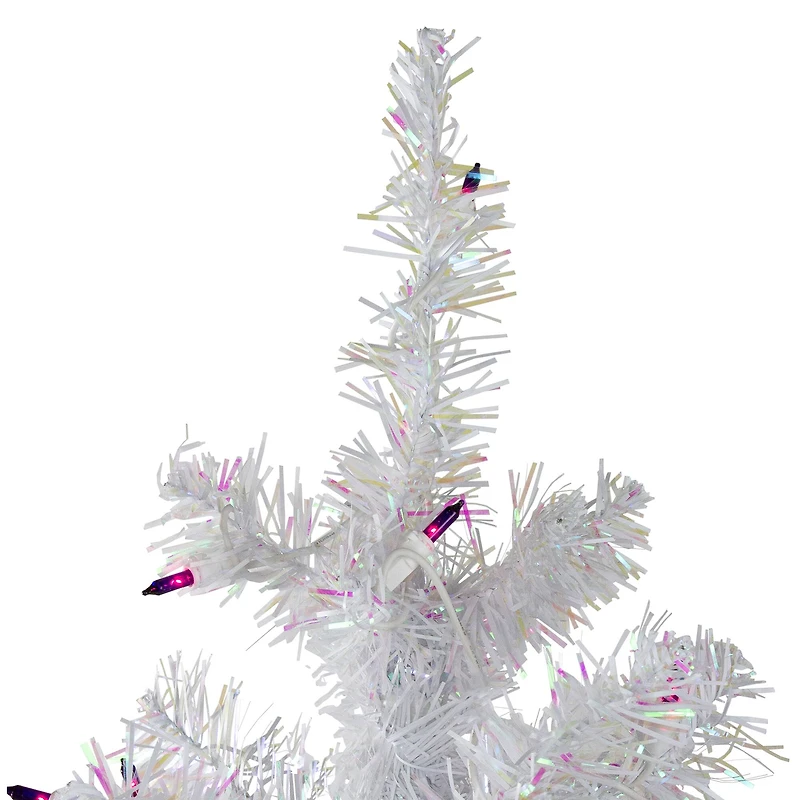 4ft. Pre-Lit White Iridescent Pine Artificial Christmas Tree, Purple Lights