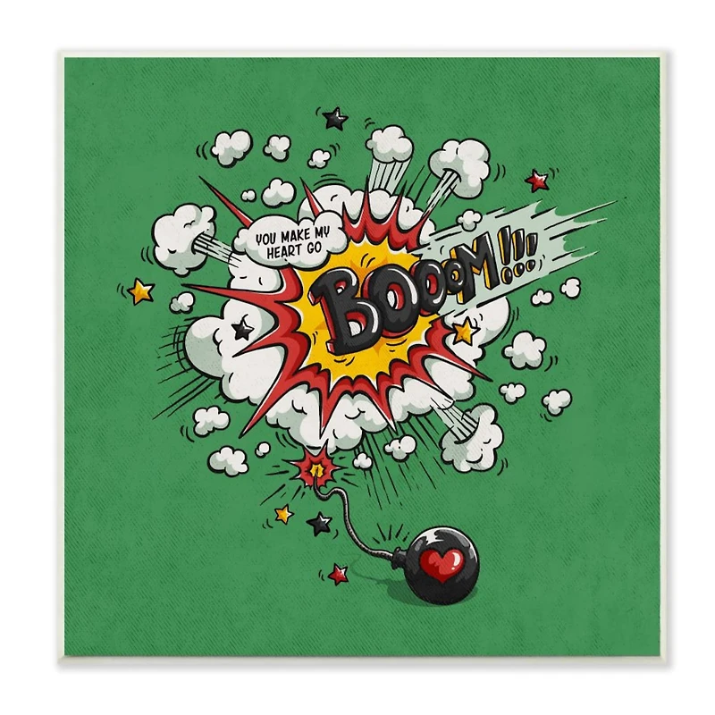 Stupell Industries Heart Go Boom Comic Wall Plaque