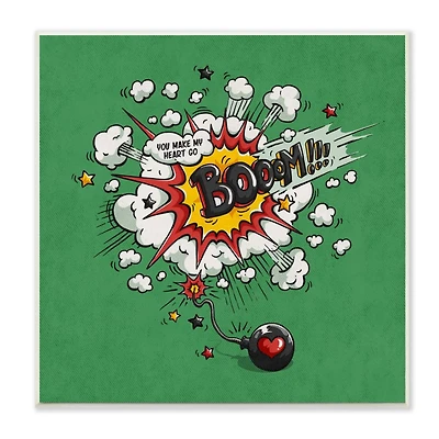 Stupell Industries Heart Go Boom Comic Wall Plaque