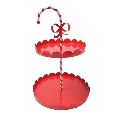 16.5" Candy Cane 2-Tier Metal Tray by Ashland®