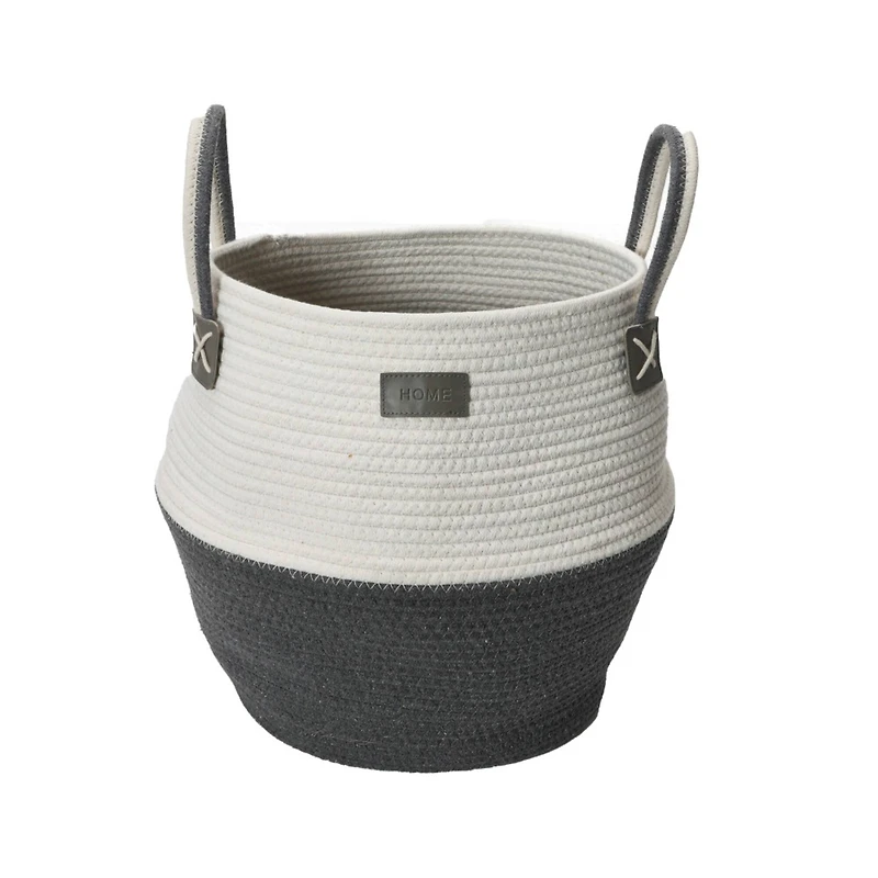 Household Essentials 15" Black & Ivory Bono Rope Basket