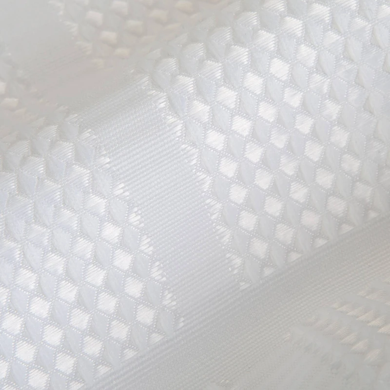 Elle Décor White Jacquard Solid Weave Shower Curtain