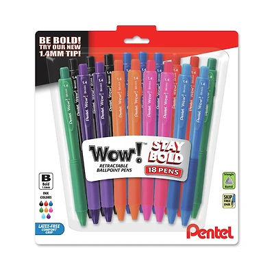 Pentel® Wow! Assorted Retractable Ballpoint Pens, 18ct.