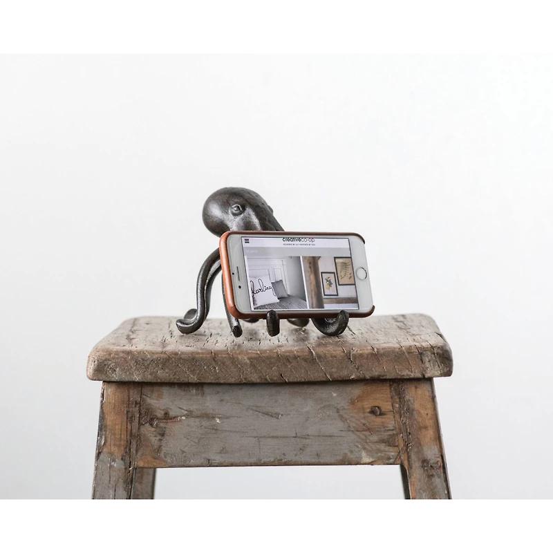 Hello Honey® 5" Dark Brown Cast Iron Octopus Phone Tablet Stand