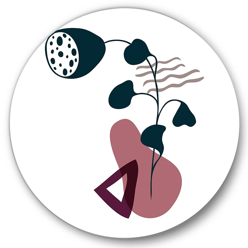 Designart - Elementary Shapes With Abstract Flowers Plants V