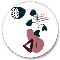 Designart - Elementary Shapes With Abstract Flowers Plants V