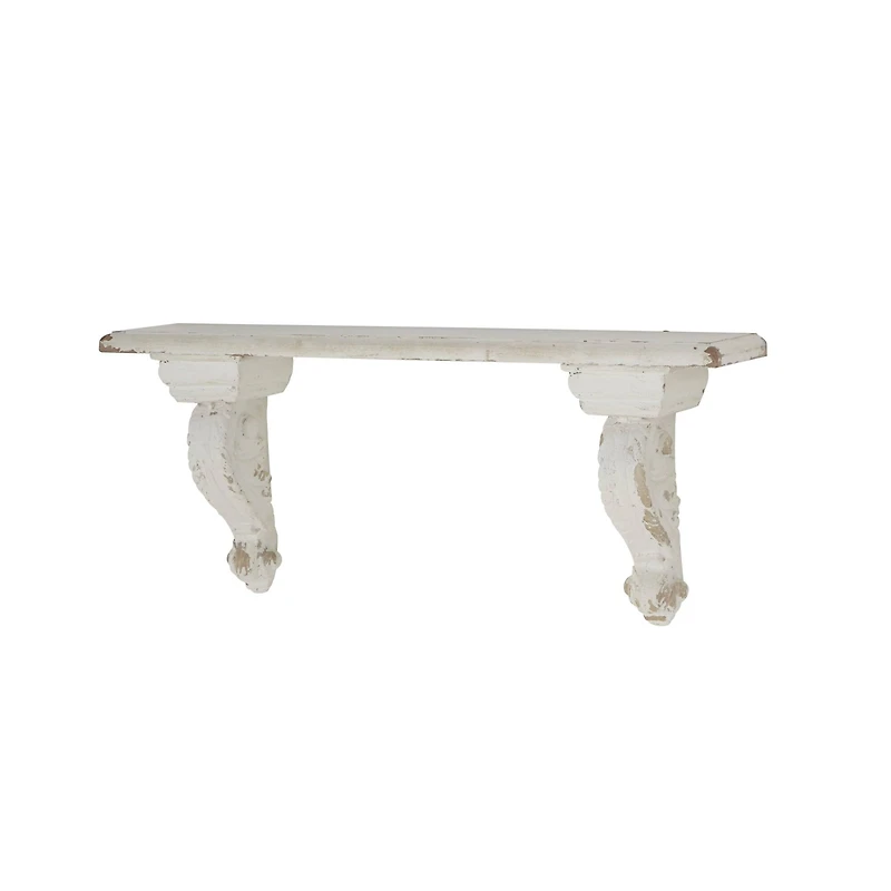 White Wood Farmhouse Wall Shelf