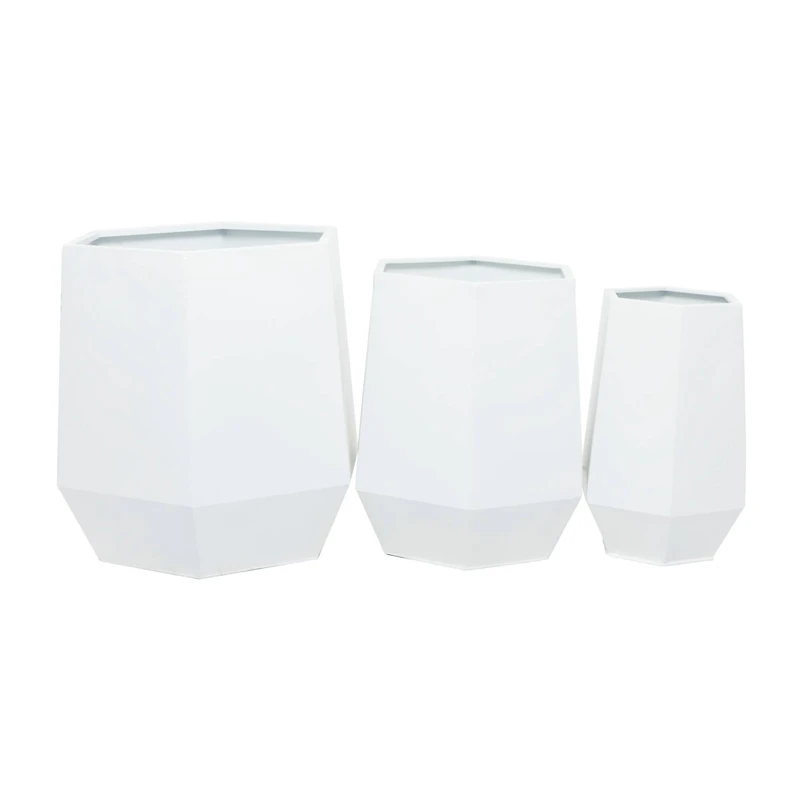 White Modern Planter, Set of 3" 20", 16", 10"