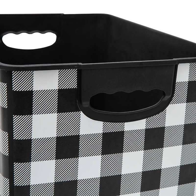 Simplify Checkered Black & White Storage Tote Bin