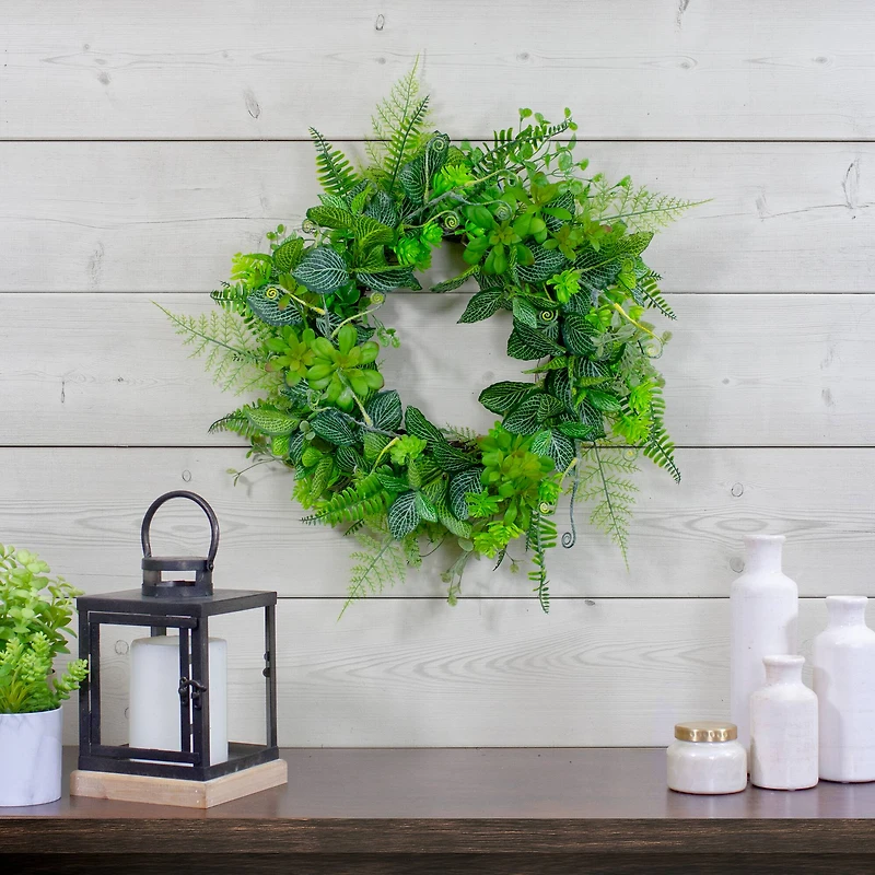 24" Maidenhair Fern & Assorted Foliage Spring Wreath