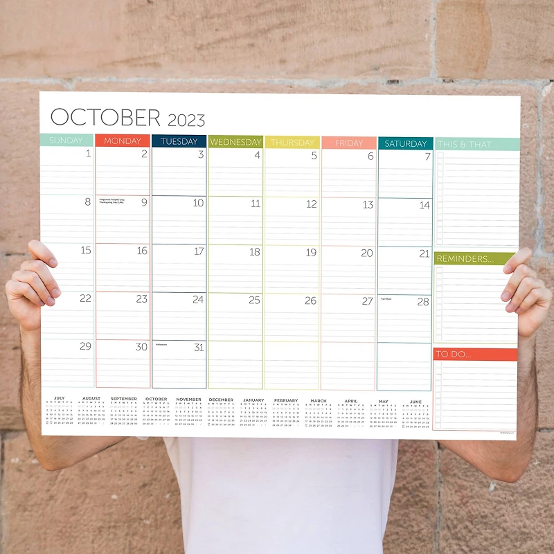 TF Publishing 2023 - 2024 Rainbow Blocks Large Desk Pad Monthly Blotter Calendar