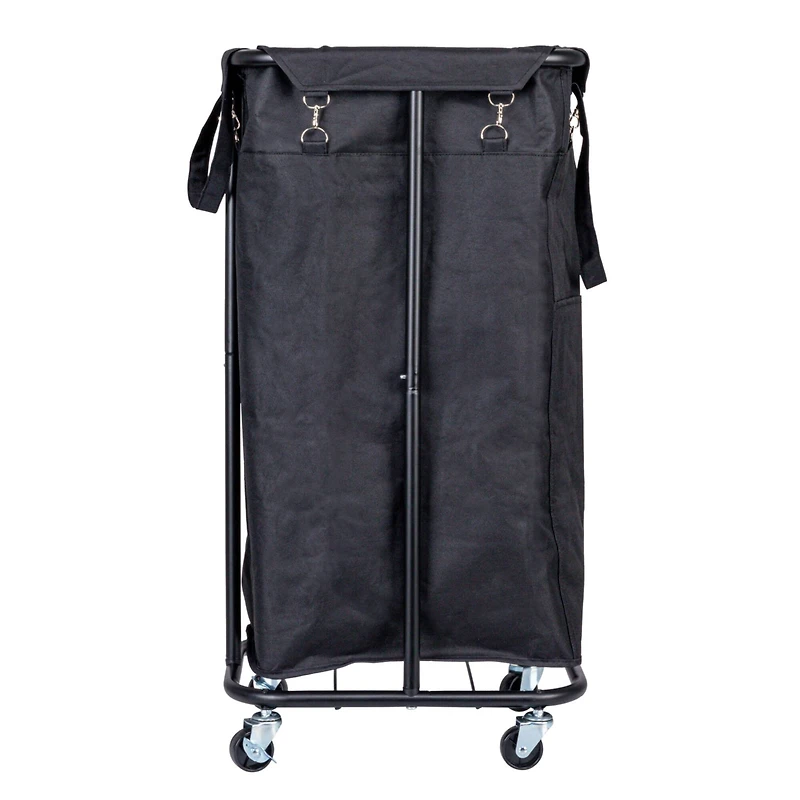 Household Essentials 30.5" Black Rolling Laundry Hamper
