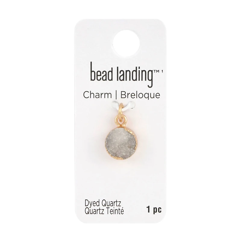 Round White Dyed Quartz Charm by Bead Landing™