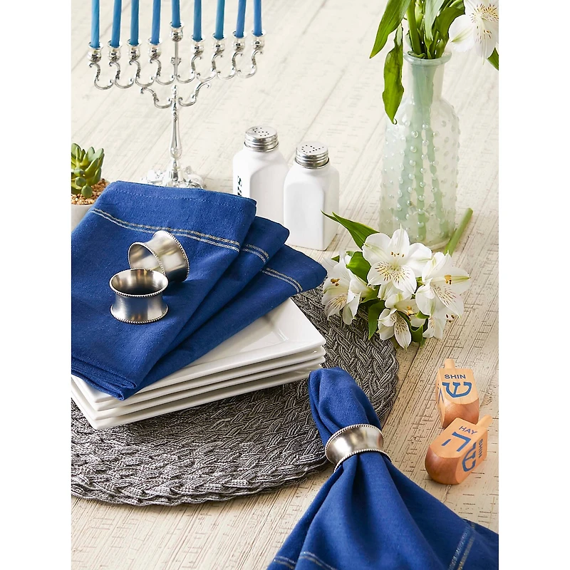 DII® Blue with Silver & Gold Border Napkins, 6ct.