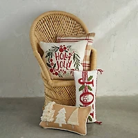 Hello Honey® Red, Cream & Tan Plaid Square Recycled Chenille & Cotton Pillow