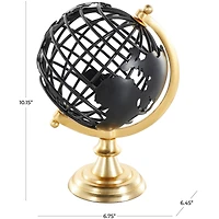 Black Aluminum Metal Open Framed World Educational & Geographic Earth Globe with Wire Exterior & Gold Base