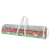 30" White & Transparent Christmas Gift Wrap Organizer Bag with Handles