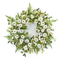 22.5" Mixed Fern & Daisy Floral Wreath