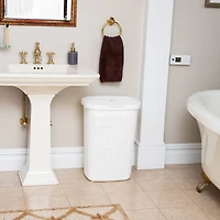 Mind Reader 60L Ventilated Slim Laundry Hamper with Cut Out Handles & Attached Hinged Lid, 2ct.