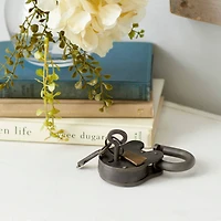 Grey Metal Industrial Lock and Key, 2" x 4" x 2"