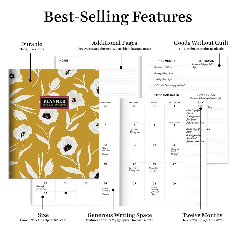 TF Publishing 2023-2024 Field of Goldenrod Large Monthly Planner