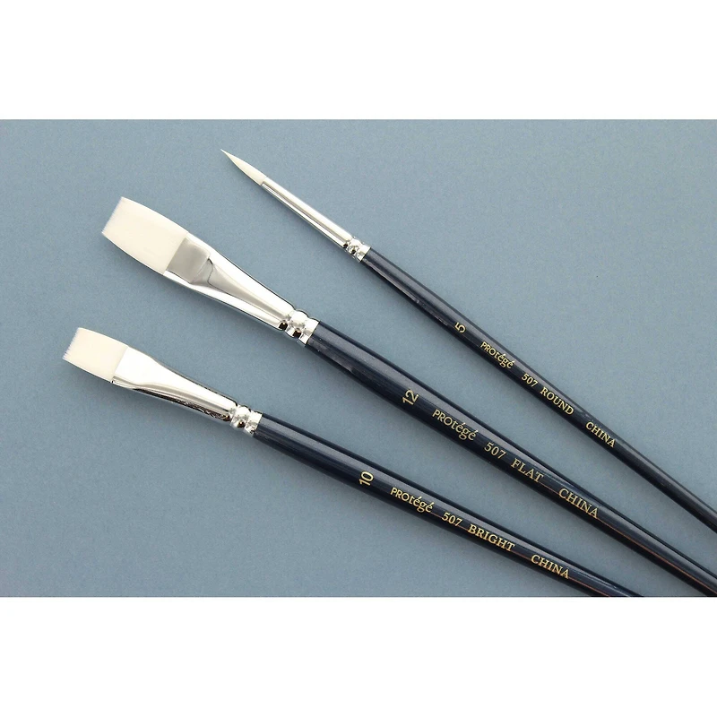 Protégé White Nylon Short Handle 3 Piece Brush Set