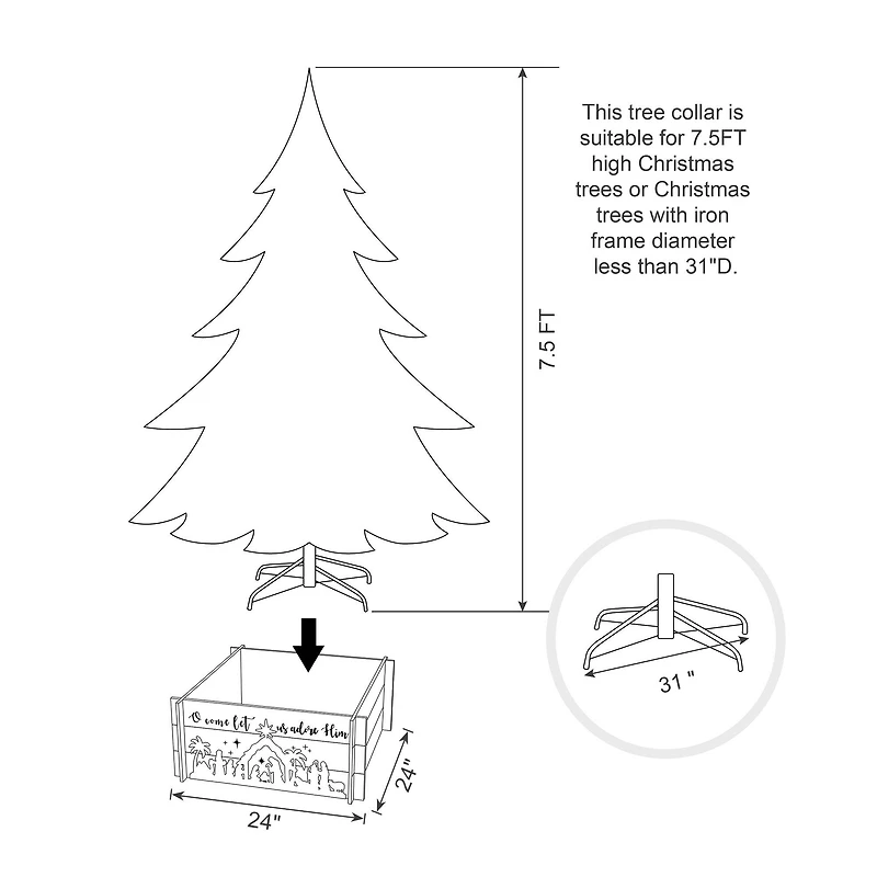 Glitzhome® 24" Nativity Scene Tree Collar