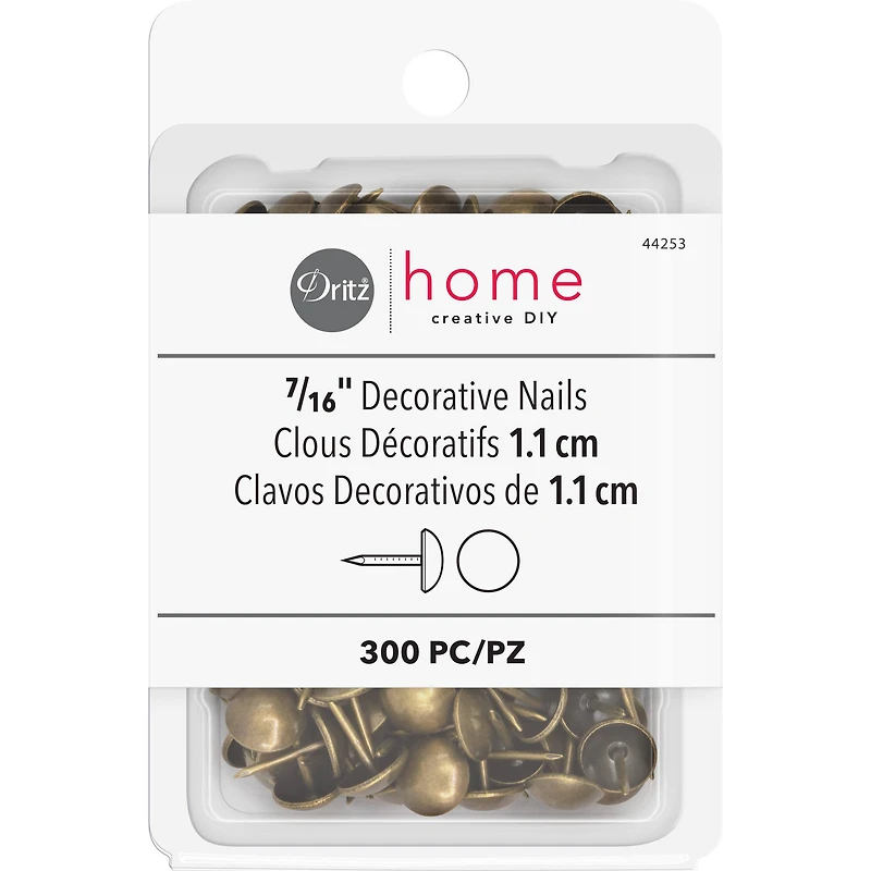 Dritz® Home 7/16" Antique Brass Smooth Decorative Nails, 300ct.