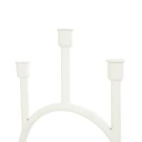 Black & White Metal Abstract Circular Ring Candle Holder with Wooden Cone Bases Set