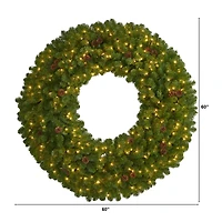 5ft. Pre-Lit Pine & Pinecone Artificial Christmas Wreath