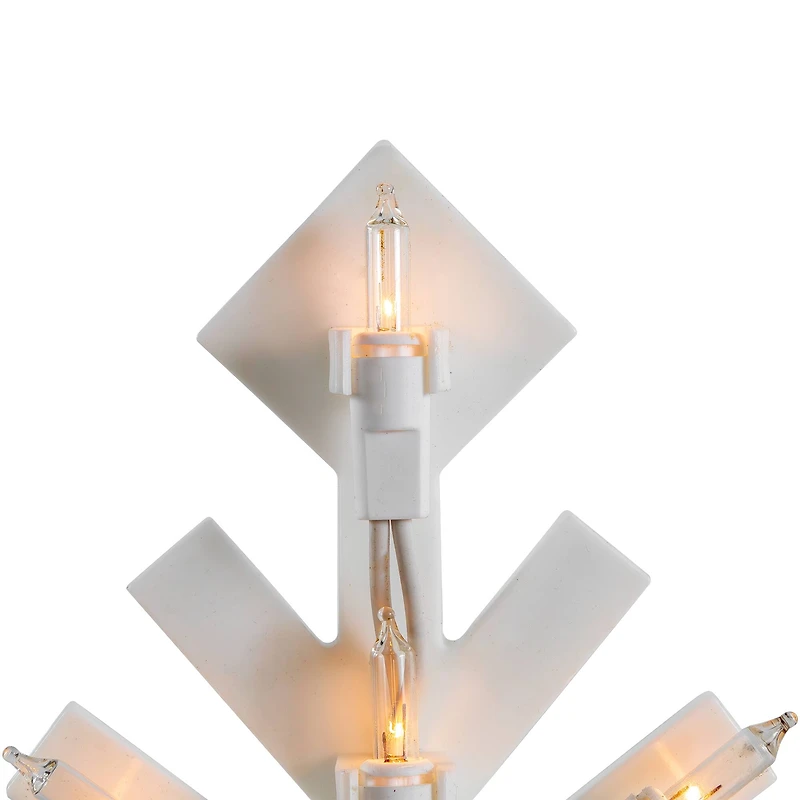 15.5" White Lighted Snowflake Christmas Outdoor Window Silhouette