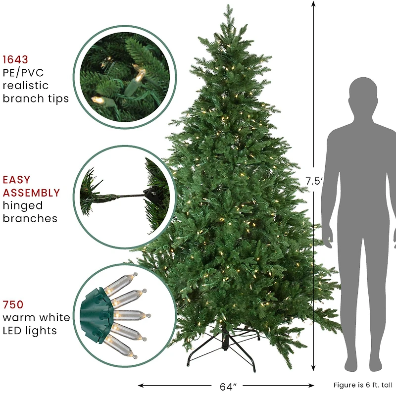 7.5ft. Pre-Lit Real Touch™️ Minnesota Balsam Fir Artificial Christmas Tree, Warm White LED Lights