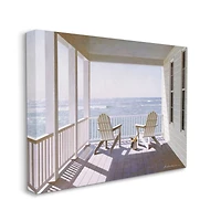 Stupell Industries Porch Chairs Overlooking the Tide Realistic Painting Canvas Wall Art
