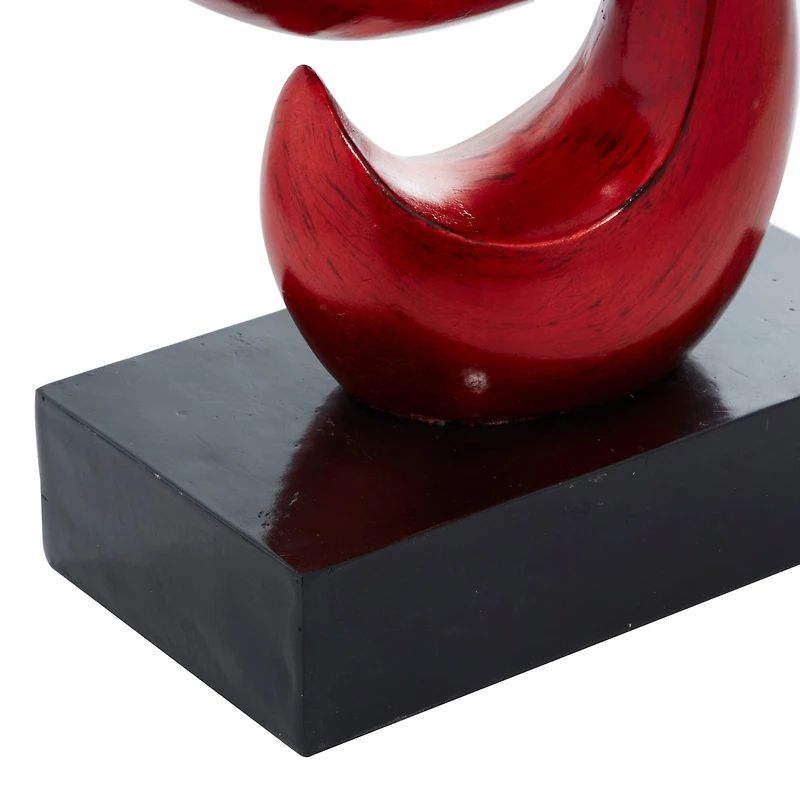 33" Red Polystone Contemporary Abstract Sculpture