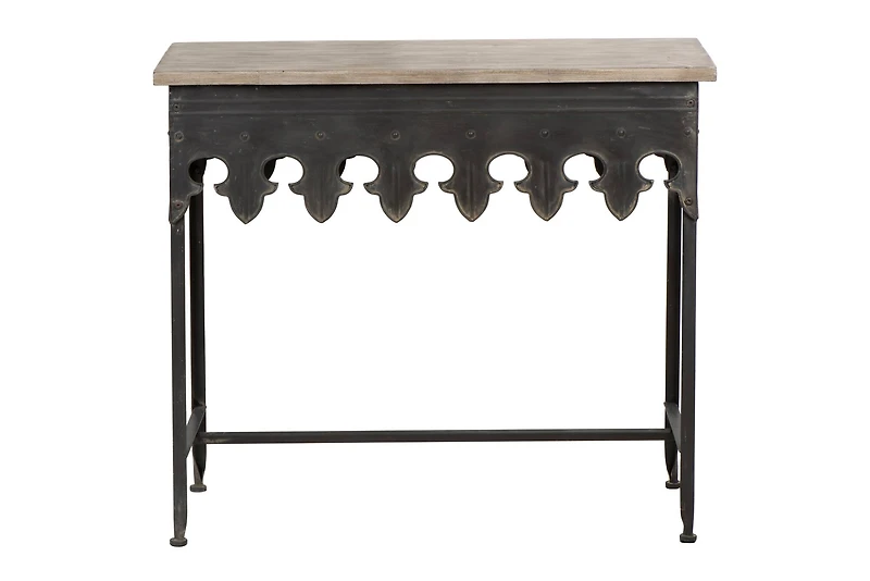 Hello Honey® 36" Rustic Farmhouse Metal Console Table with Solid Wood Top